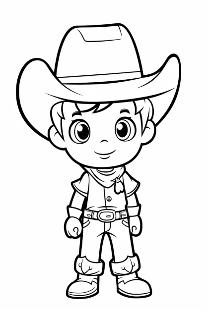 Coloriage Kawaii Cow-boy Garçon 02