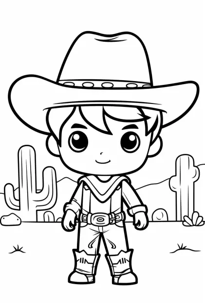 Coloriage Kawaii Cow-boy in Arizona