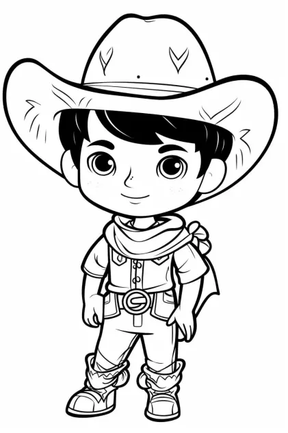 Coloriage Kawaii Cow-boy Mexicain