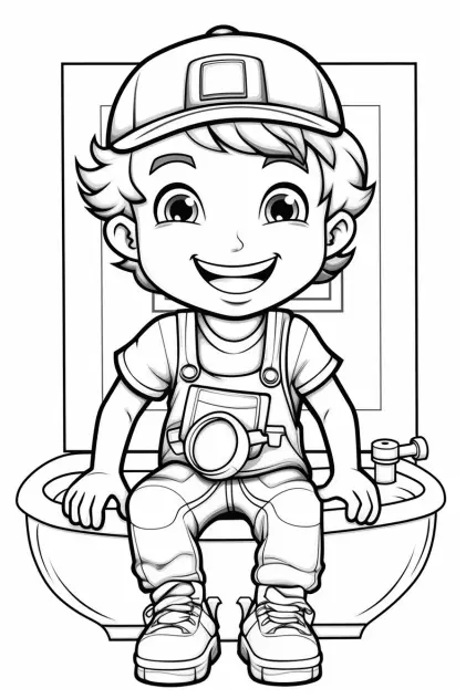 Coloriage Kawaii garçon 001